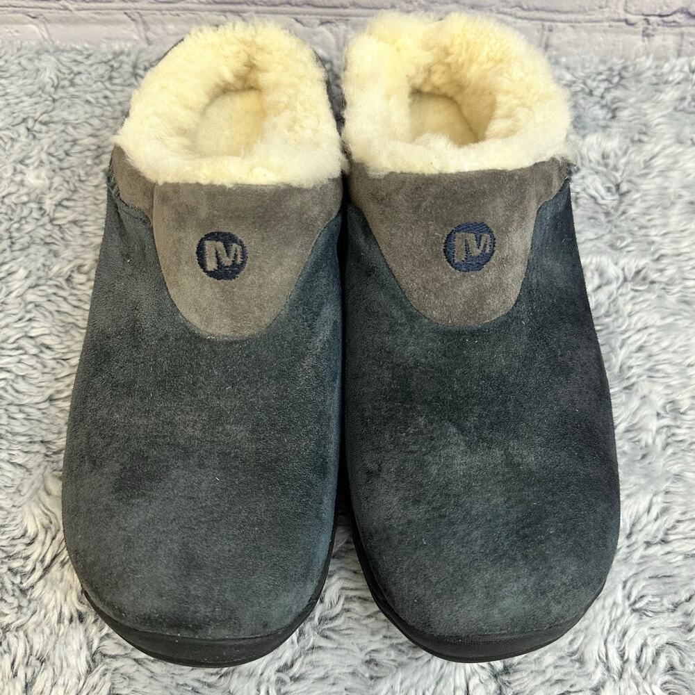 Merrell Encore Ice India Ink Blue Slip On Clogs Women's Size 6 Suede Shearling - Picture 2 of 8